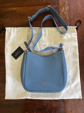NWT Kate Spade Roulette Medium Messenger Manta Blue Pebbled Leather Bag Purse